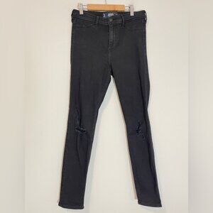 Hollister Womens Jeggings Size 5 Ash Black High Rise Jean Leggings Distressed